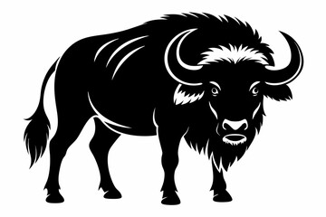 buffalo silhouette line art vector illustration