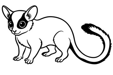 bushbaby silhouette line art vector illustration