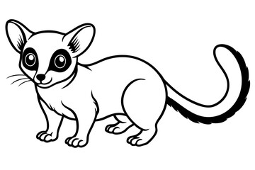 bushbaby silhouette line art vector illustration