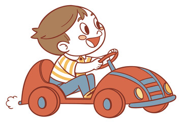 Naklejka premium child playing with toy car graphic