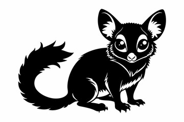 bushbaby silhouette line art vector illustration