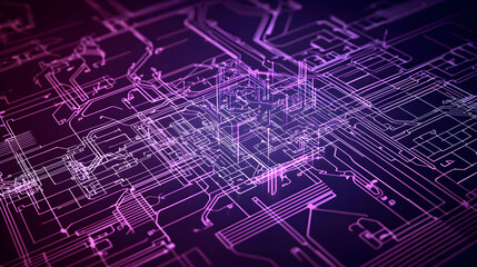 Fototapeta premium Abstract Circuit Board Design In Pink And Purple Colors