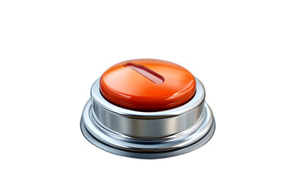 A sleek modern orange button with a metallic base ideal for technology and design projects
