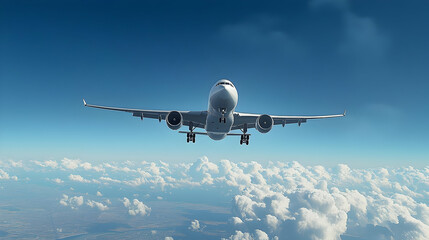 Obraz premium Airplane Flying Above Clouds At Sunrise