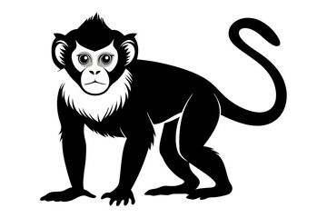 capuchin monkey silhouette line art vector illustration