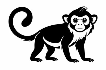 capuchin monkey silhouette line art vector illustration