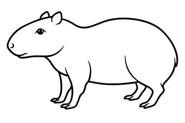 capybara silhouette line art vector illustration