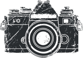 A vintage camera illustration showcasing classic design elements and features for photography enthusiasts.