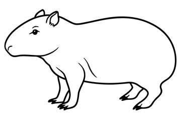 capybara silhouette line art vector illustration