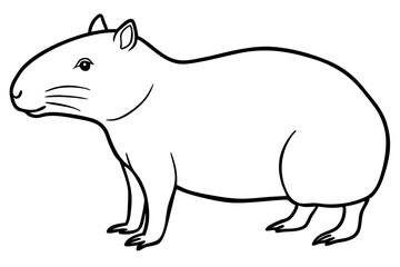 capybara silhouette line art vector illustration