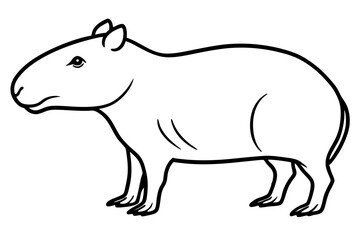 capybara silhouette line art vector illustration