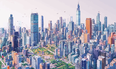 Obraz premium AI city landscape generated illustrations