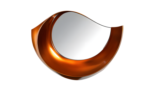 Abstract Copper Spiral with Reflective Center Modern Design Element for Art and Decorations