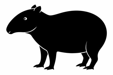 capybara silhouette line art vector illustration