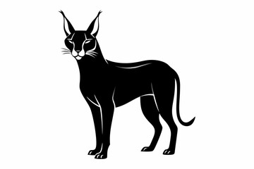caracal silhouette line art vector illustration