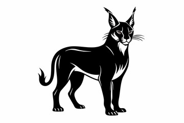 caracal silhouette line art vector illustration