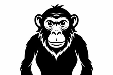 Obraz premium chimpanzee silhouette line art vector illustration