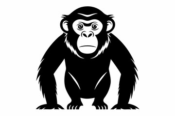 chimpanzee silhouette line art vector illustration