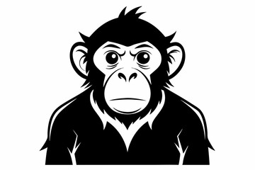 chimpanzee silhouette line art vector illustration