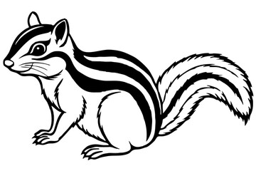 chipmunk silhouette line art vector illustration