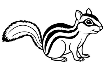 chipmunk silhouette line art vector illustration