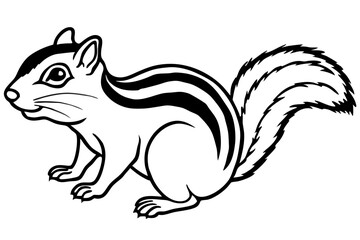 chipmunk silhouette line art vector illustration