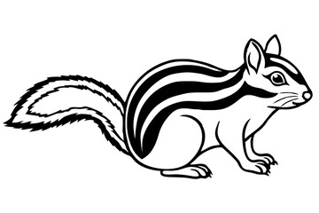 chipmunk silhouette line art vector illustration