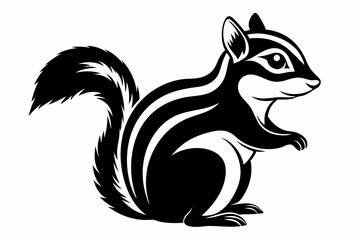 Obraz premium chipmunk silhouette line art vector illustration