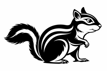 chipmunk silhouette line art vector illustration