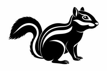 chipmunk silhouette line art vector illustration