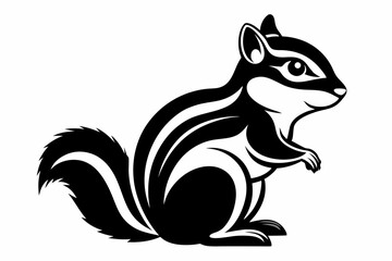 chipmunk silhouette line art vector illustration