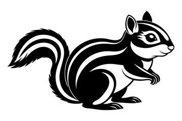 chipmunk silhouette line art vector illustration