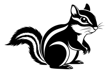 chipmunk silhouette line art vector illustration
