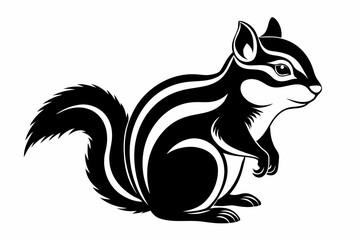 chipmunk silhouette line art vector illustration