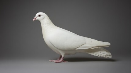 White Dove Studio Shot, Peaceful Bird, Grey Background, Symbol of Peace