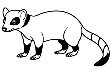 coati silhouette line art vector illustration