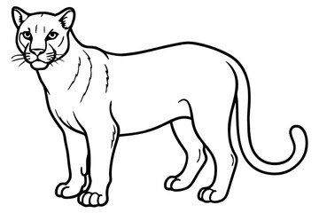 cougar silhouette line art vector illustration
