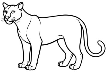 cougar silhouette line art vector illustration