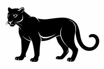 cougar silhouette line art vector illustration