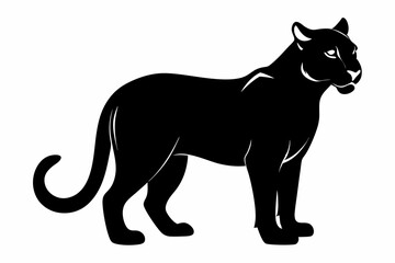 cougar silhouette line art vector illustration