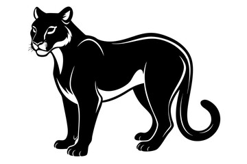 cougar silhouette line art vector illustration