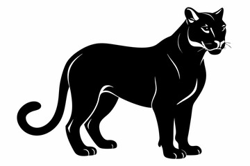 cougar silhouette line art vector illustration