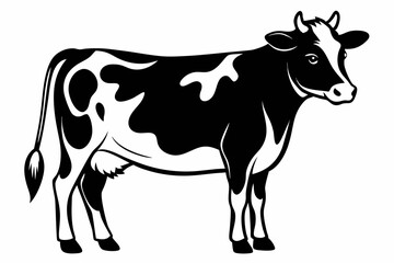 cow silhouette line art vector illustration