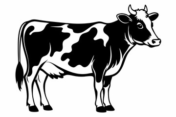 cow silhouette line art vector illustration