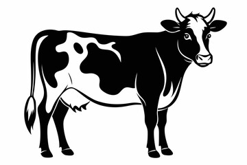 cow silhouette line art vector illustration