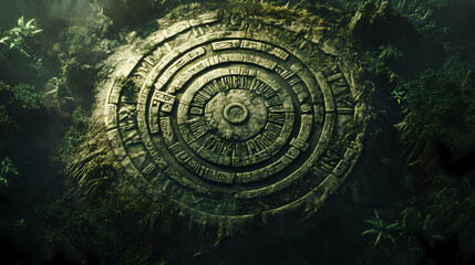 Ancient mayan circle mysterious crop circle eerie landscape strange symbols mysterious markings unexplained phenomenon crop circle enigma puzzle. Enigma Markings. Illustration
