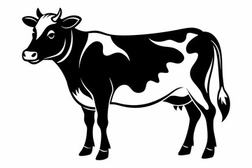 cow silhouette line art vector illustration