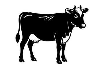 cow silhouette line art vector illustration
