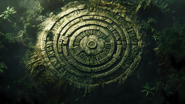 Ancient mayan circle mysterious crop circle eerie landscape strange symbols mysterious markings unexplained phenomenon crop circle enigma puzzle. Enigma Markings. Illustration