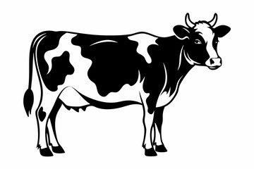 cow silhouette line art vector illustration